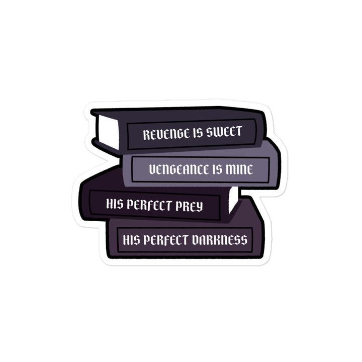 Stack of books with text on a white background